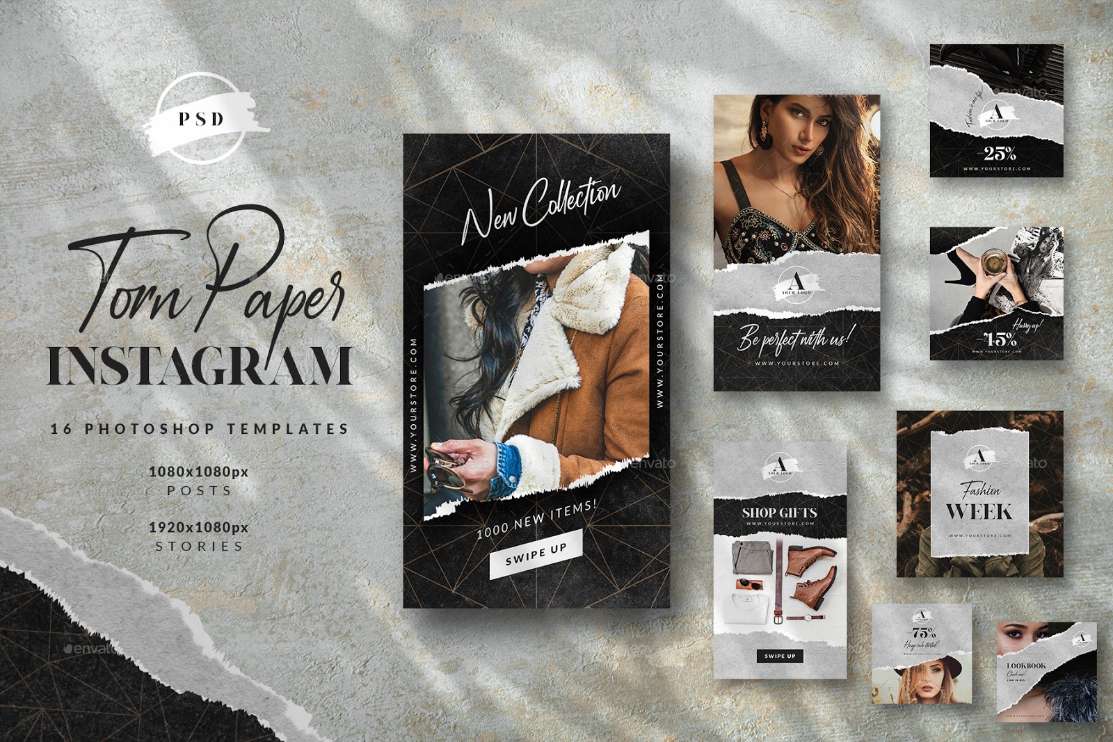 Torn Paper Instagram (PSD, JPG)