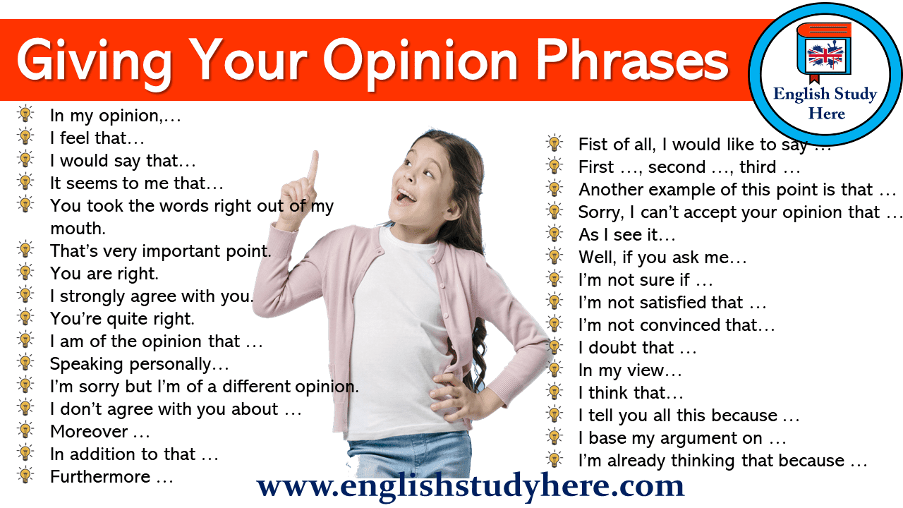Because in my opinion. Giving your opinion. Express opinion phrases. Expressing your opinion phrases. Giving opinion phrases.
