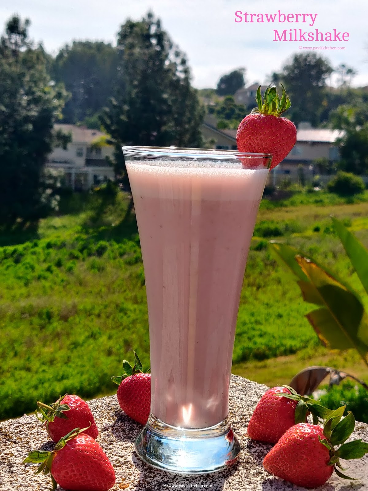 Strawberry Milkshake Recipe (Indian Style) Strawberry Shake