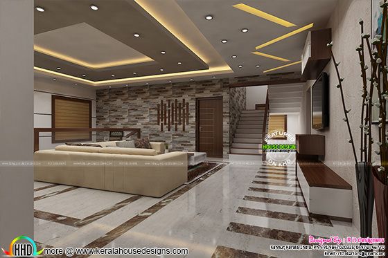 Modern living room interior in Kerala, India