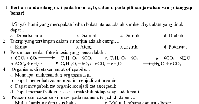 Soal UTS /PTS IPA Kelas 7 SMP/MTs Semester 2 K13 Tahun