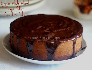 Eggless Whole Wheat Finger Millet Chocolat Cake