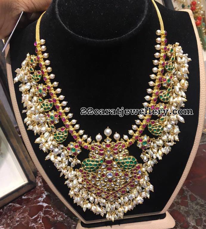 Peacock Emerald Guttapusalu Necklace - Jewellery Designs