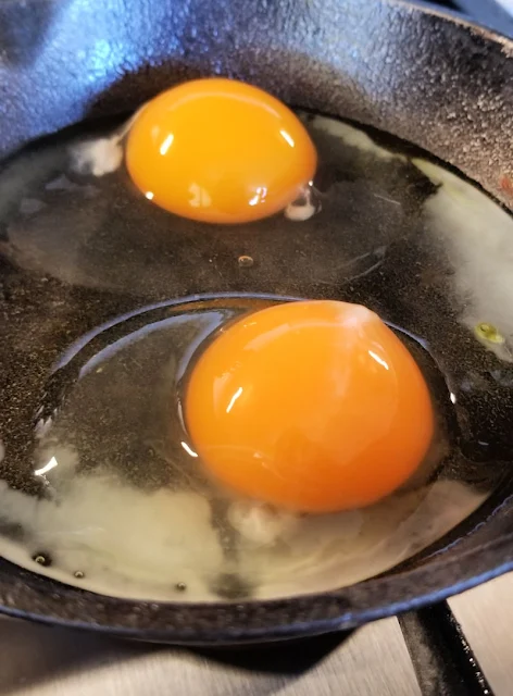eggs in frying pan