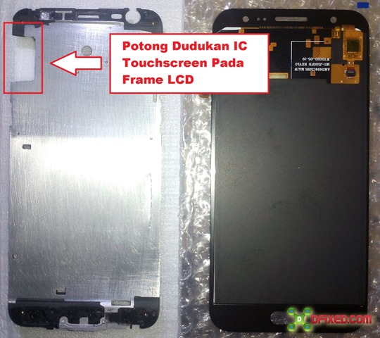 Potong dudukan IC touchscreen pada frame LCD Potong dudukan IC touchscreen pada frame LCD