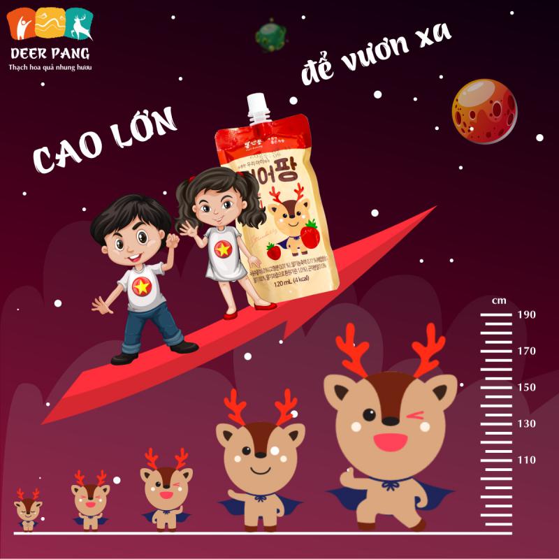 [Combo 5 Túi] - Vị Cam -Thạch Hoa Quả Nhung Hươu Deer Pang Hàn Quốc (120ml/Túi)