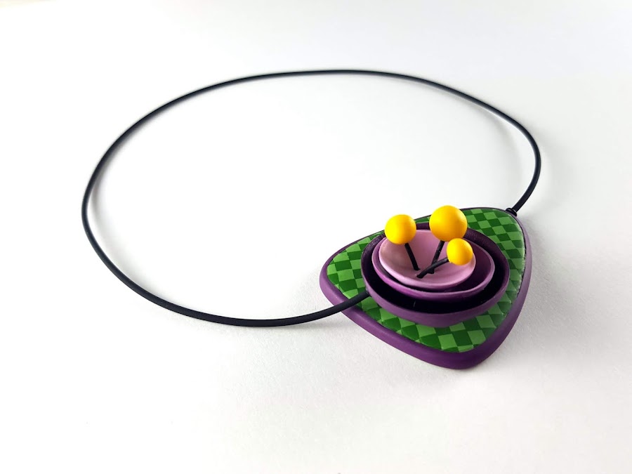 colgante flor abstracta polymer clay