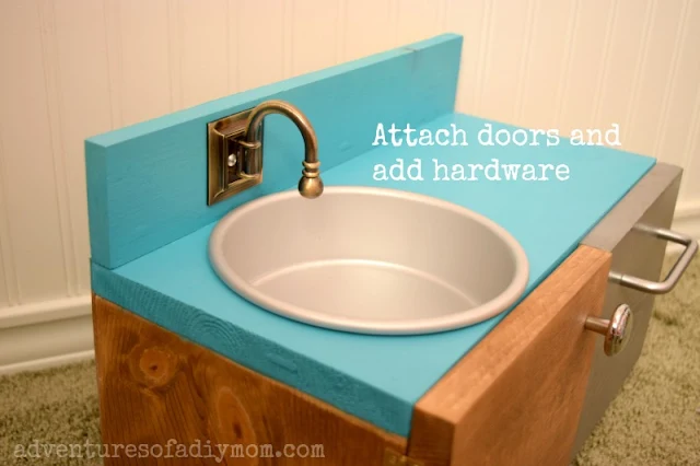 attach doors and hardware - diy doll sink