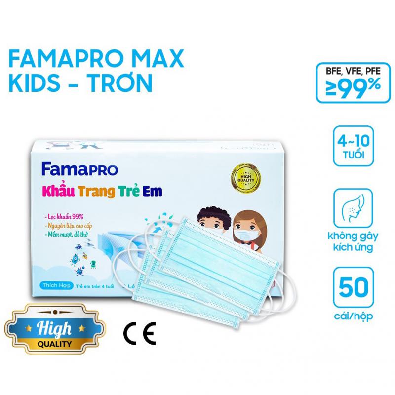 Khẩu trang y tế trẻ em kháng khuẩn 3 lớp Famapro max kid ( 50 cái /hộp )