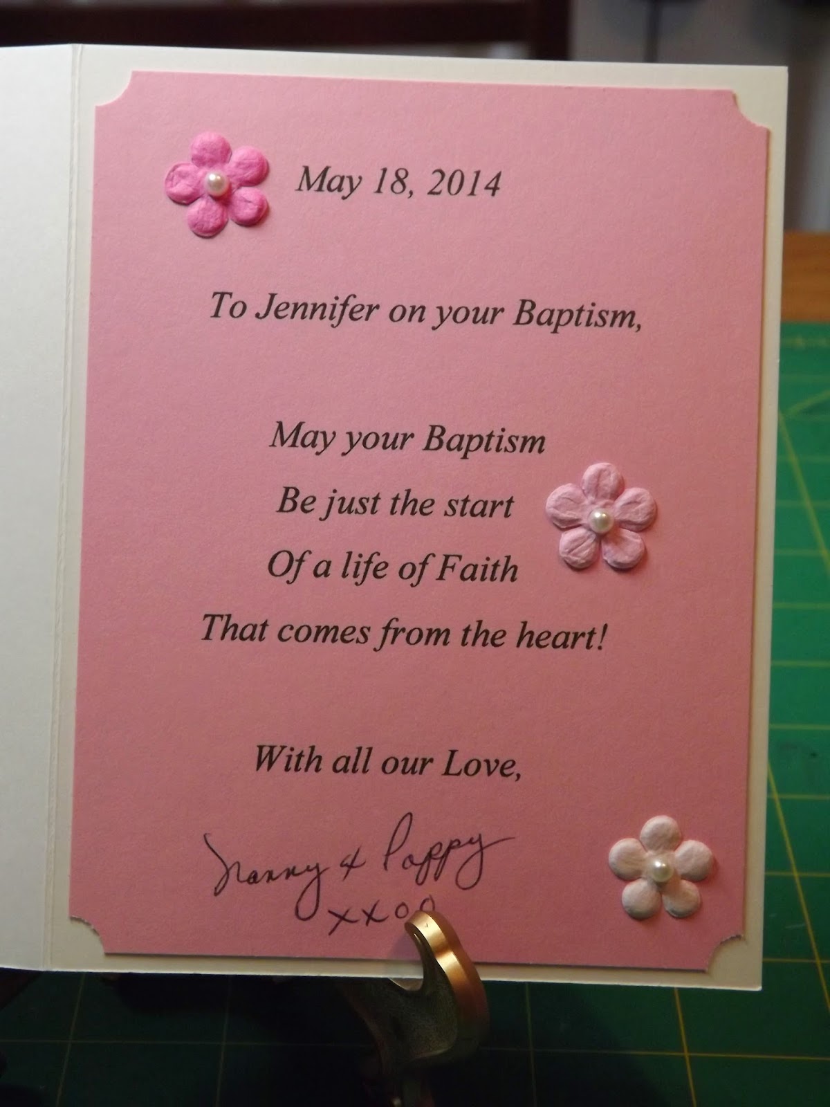 Nanny's Pansy Patch Jennifer's Baptism Card