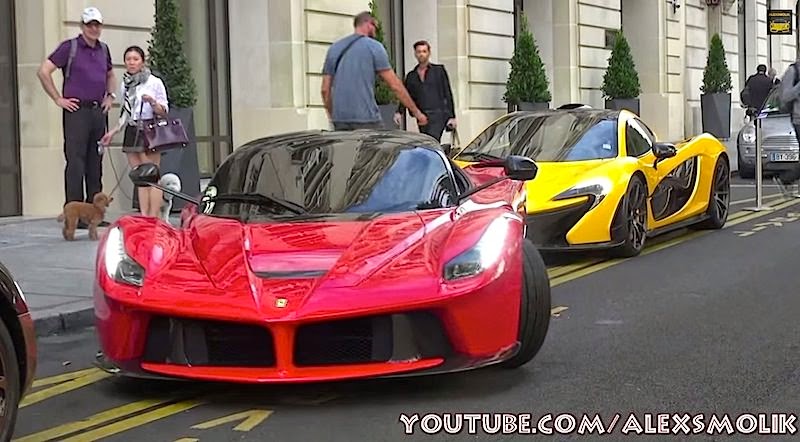 【動画】「ラフェラーリ」と「マクラーレンP1」と「ヴェイロン」が並んで駐車！