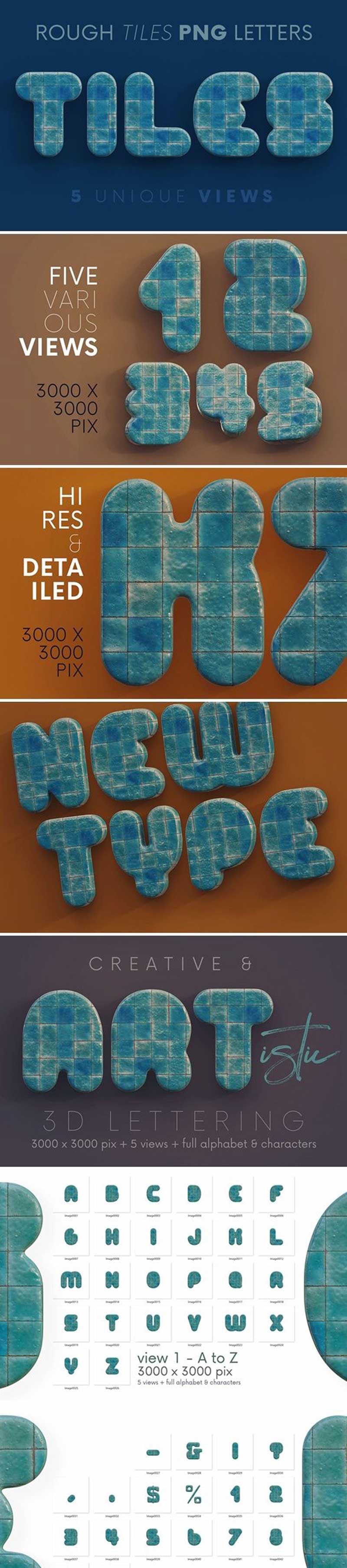 Rough Tiles - 3D Lettering 2 hkijlmb
