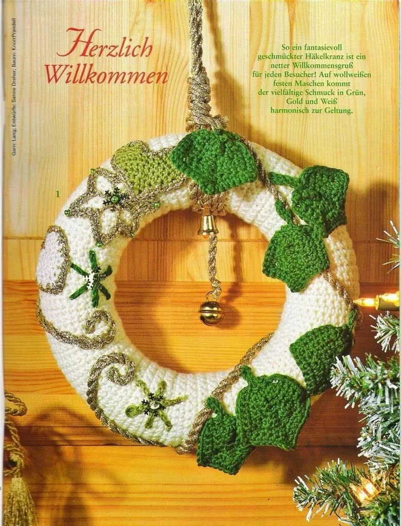 Rosca de navidad para decorar la puerta al crochet
