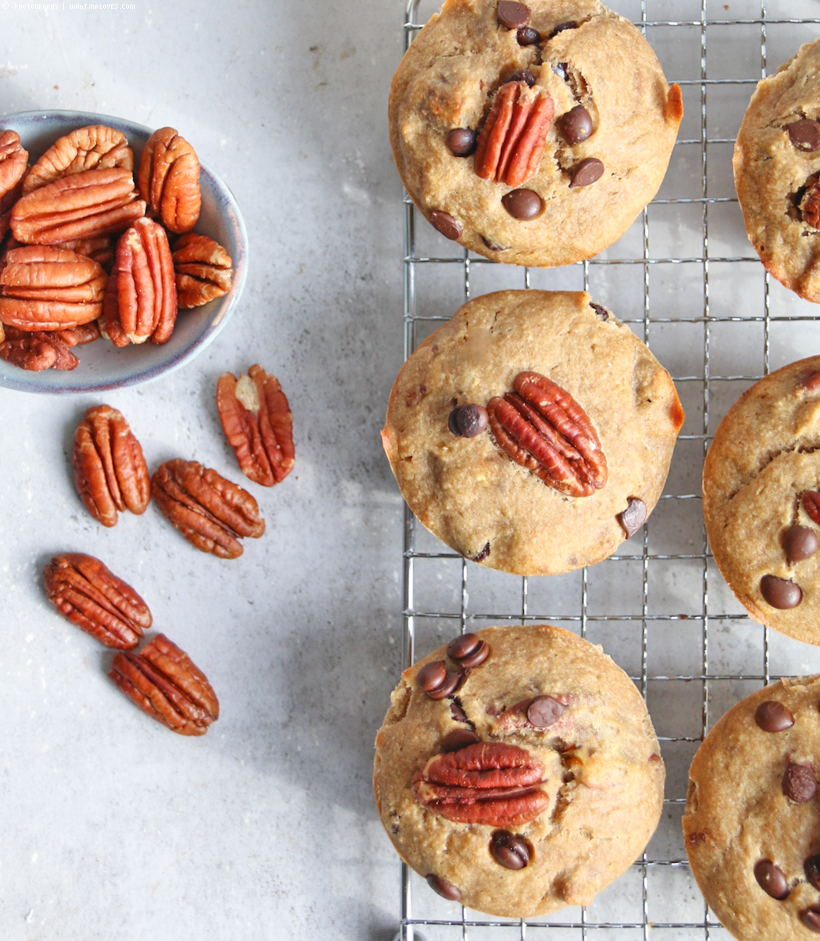 vegane und glutenfrei Bananen-Pekannuss-Muffins