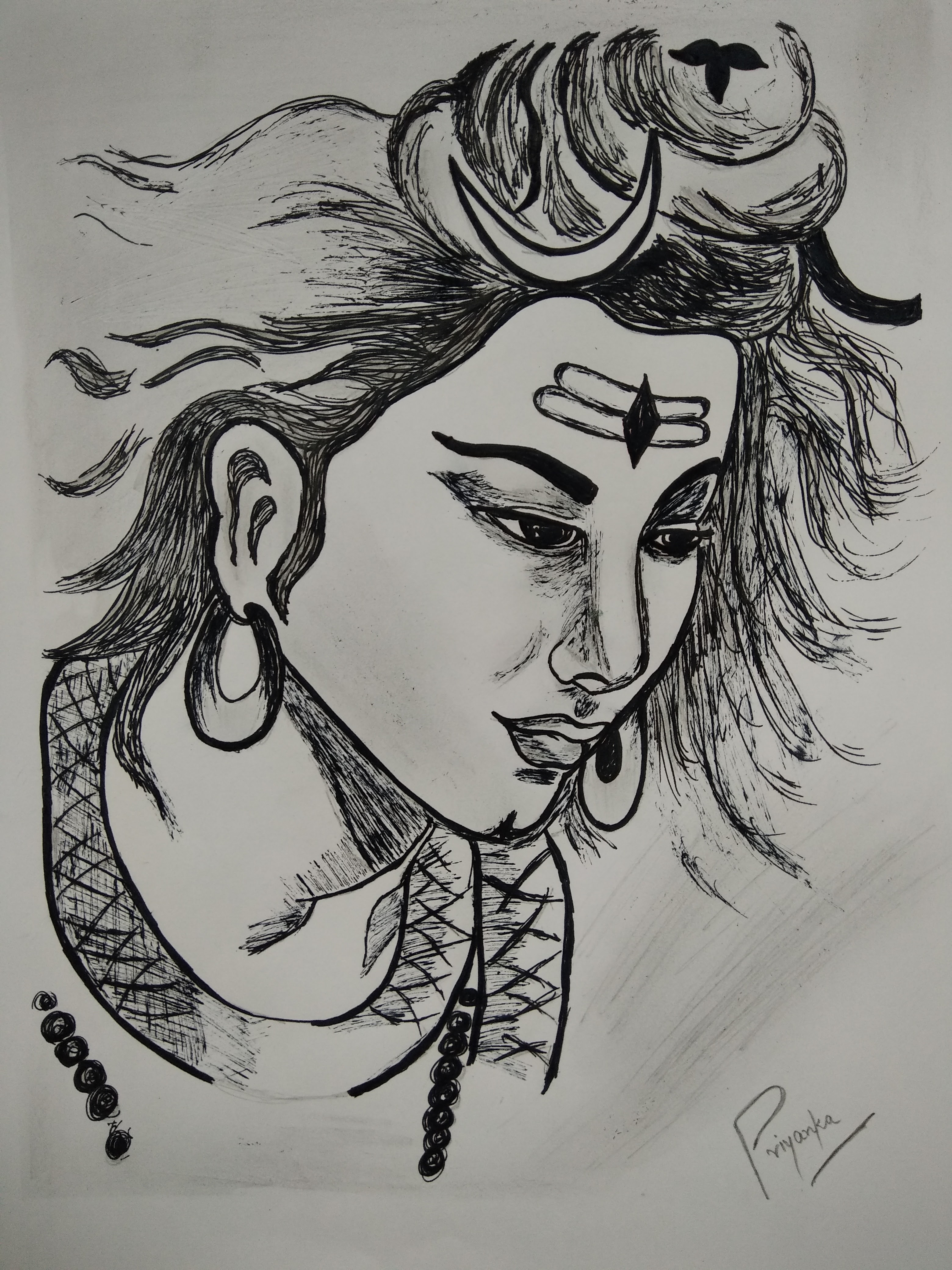 Art at the start : Lord Shiva : Gel pen art