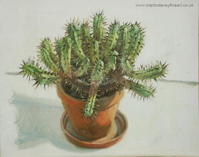 cactus oil painting sketch by M P Davey.