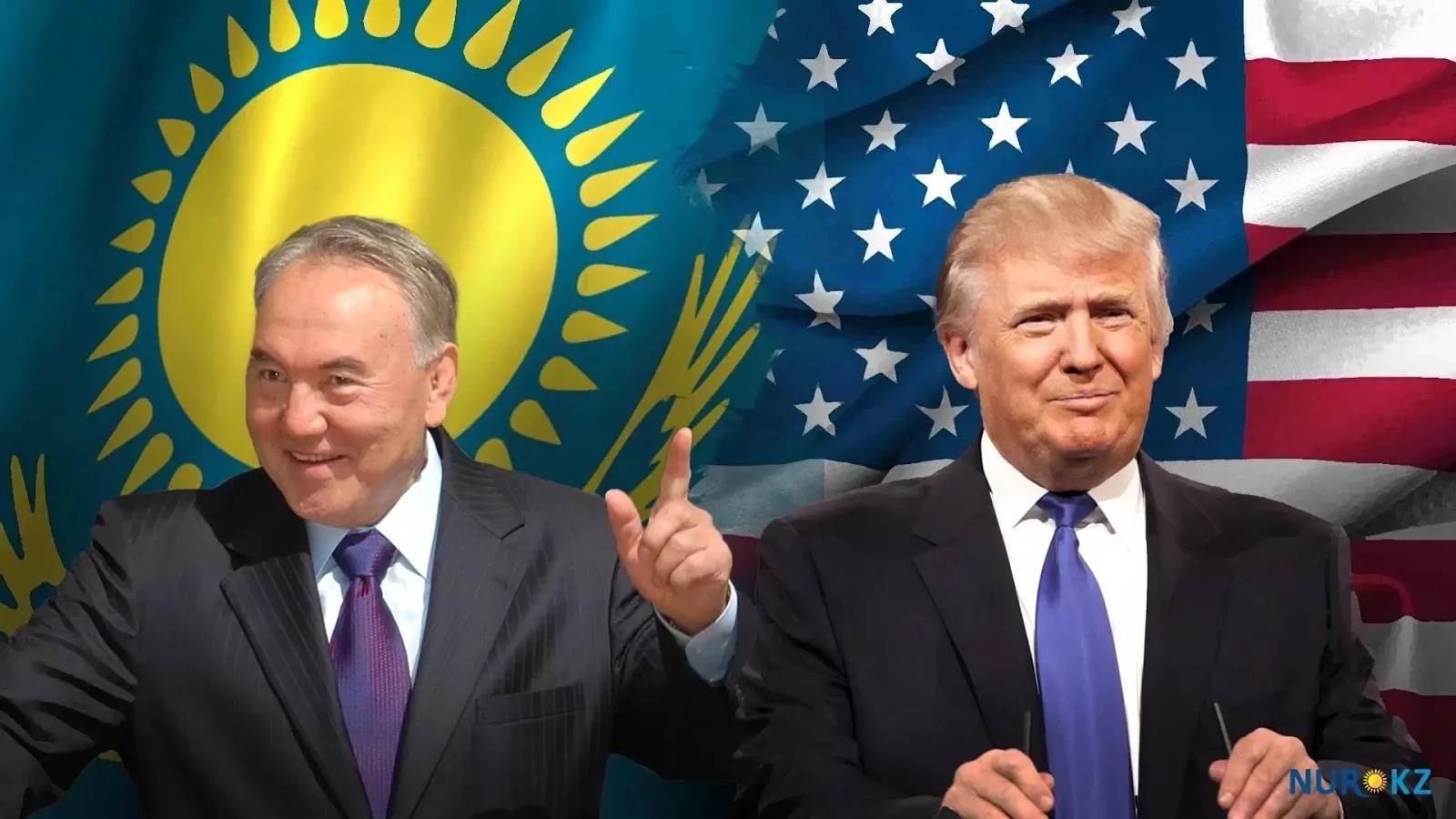 Многовекторная политика. Назарбаев и Трамп. Нурсултан Назарбаев и Трамп. Трамп с казахским флагом. Встреча Трампа и Назарбаева.