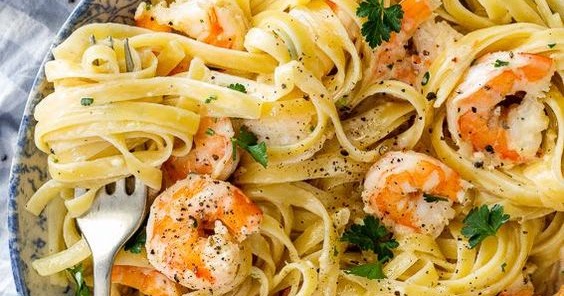 Creamy lemon garlic shrimp pasta - Yummy