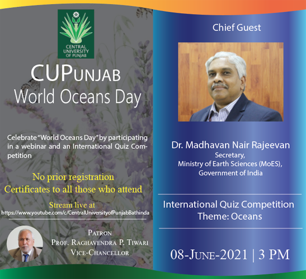 CUP Bathinda International Quiz Competition Theme Oceans 08 June 2021