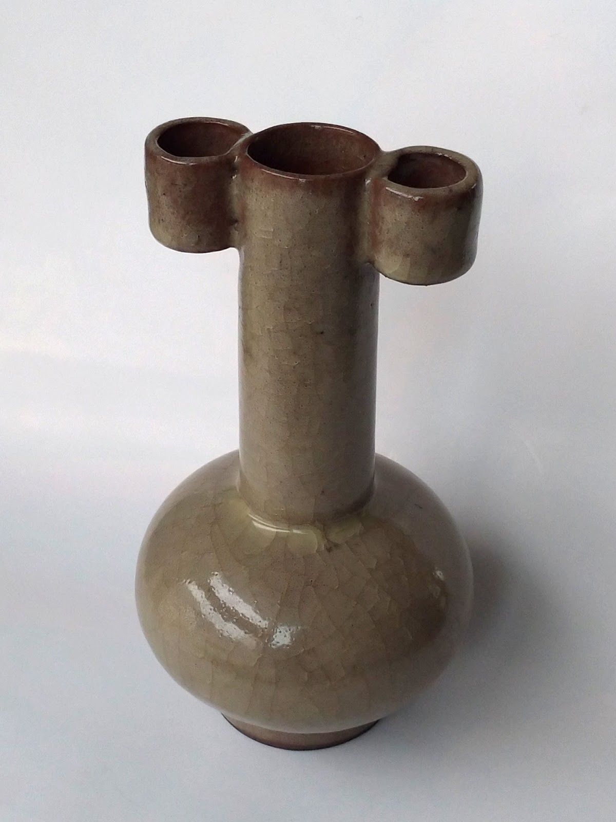 中国美術 南宋 哥窯 氷裂文 筒瓶 花瓶 古玩