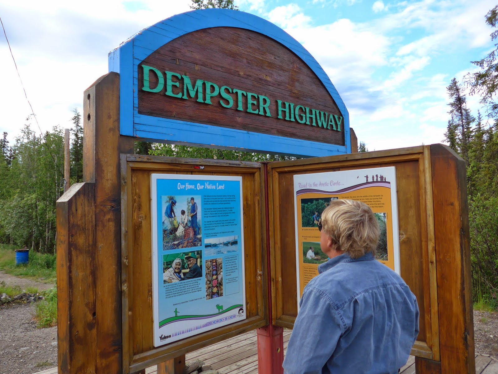 Anders at the Dempster Highway sign.