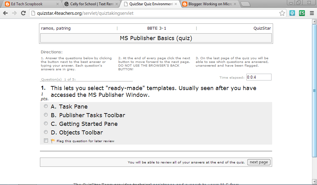 Working on Microsoft Publisher 2007: MS Publisher Basics (Online Quiz)
