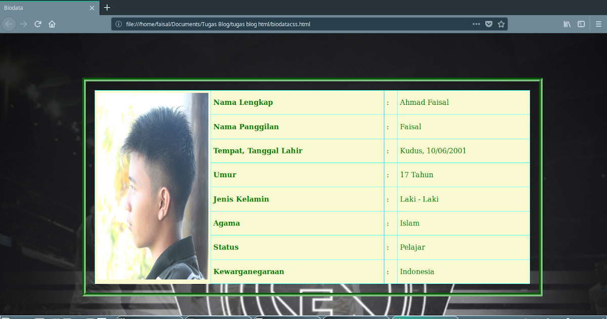 Membuat Biodata Style CSS - AhmadFaisal_BLC TELKOM