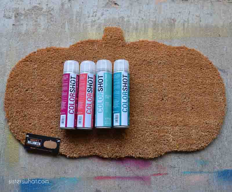 DIY Modern Fall Door mat Pumpkin Doormat Sisters, What!