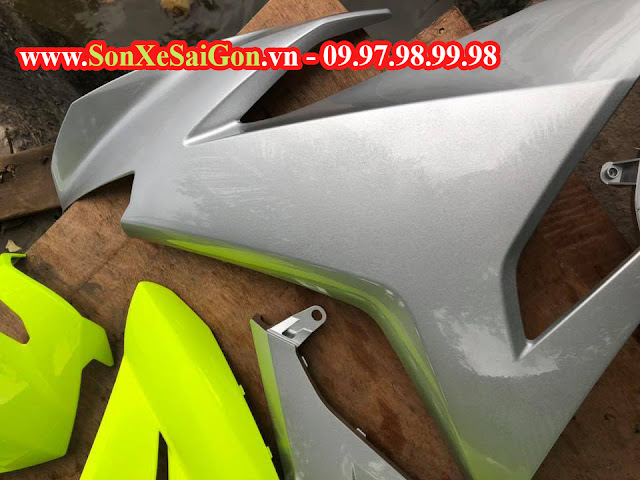Mẫu sơn xe máy Exciter 150 màu xanh dạ quang phối xám Mẫu sơn xe máy Exciter 150 màu xanh dạ quang phối xám