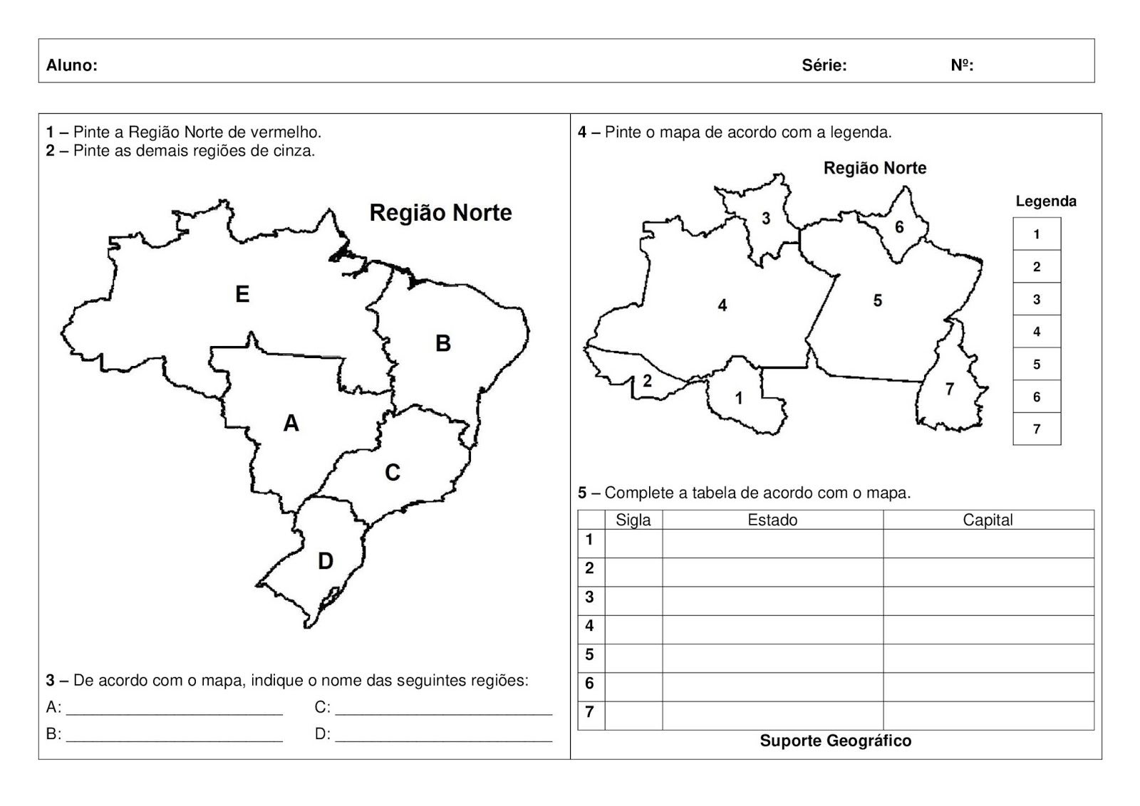 ATIVIDADE COM MAPAS SOBRE A REGIÃO NORTE ATIVIDADE COM MAPAS SOBRE A REGIÃO NORTE