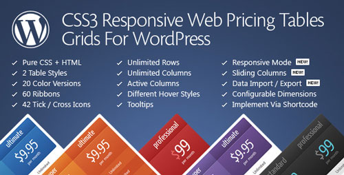 Free Download CSS3 Responsive V10.1 WordPress Compare Pricing Tables Plugin