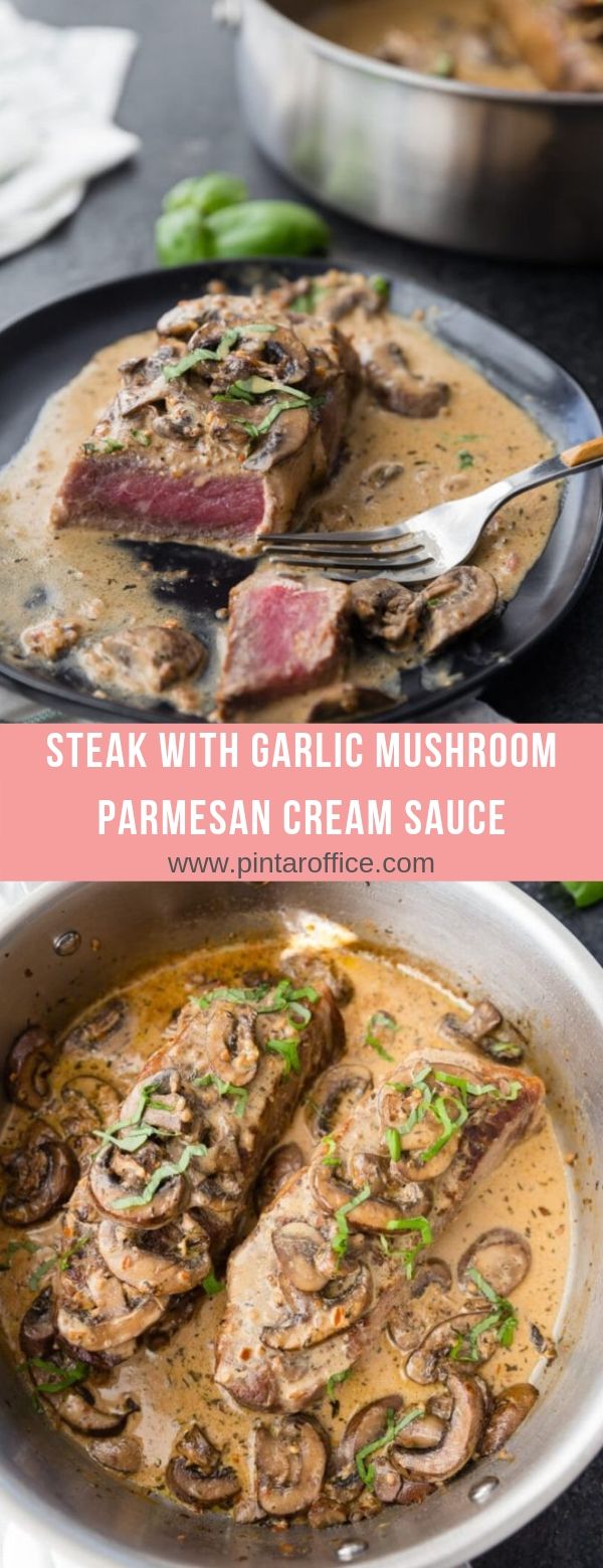 Steak with Garlic Mushroom Parmesan Cream Sauce Cooky & Foody