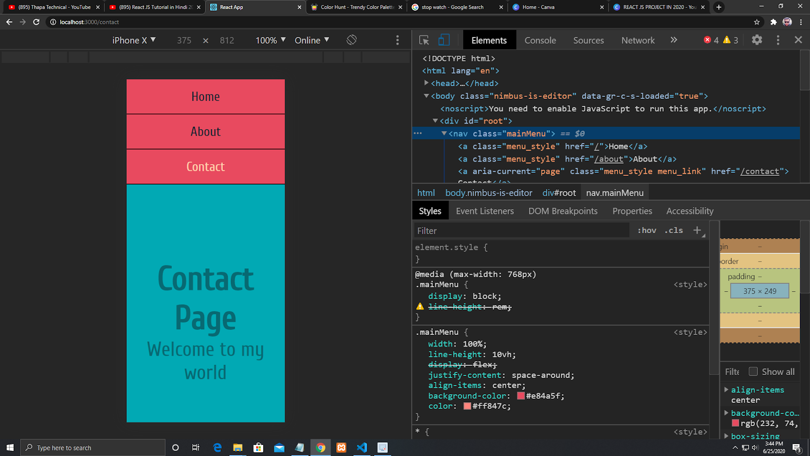 Simple Responsive Menu in React JS in 2020 - ThapaTechnical