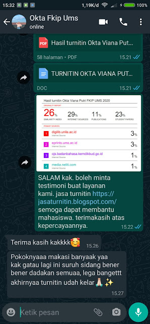 Hasil cek turnitin okta Hasil cek turnitin okta