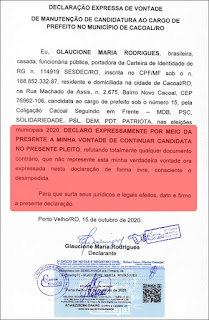 Prefeita presa por corrupção insiste em manter candidatura em Cacoal