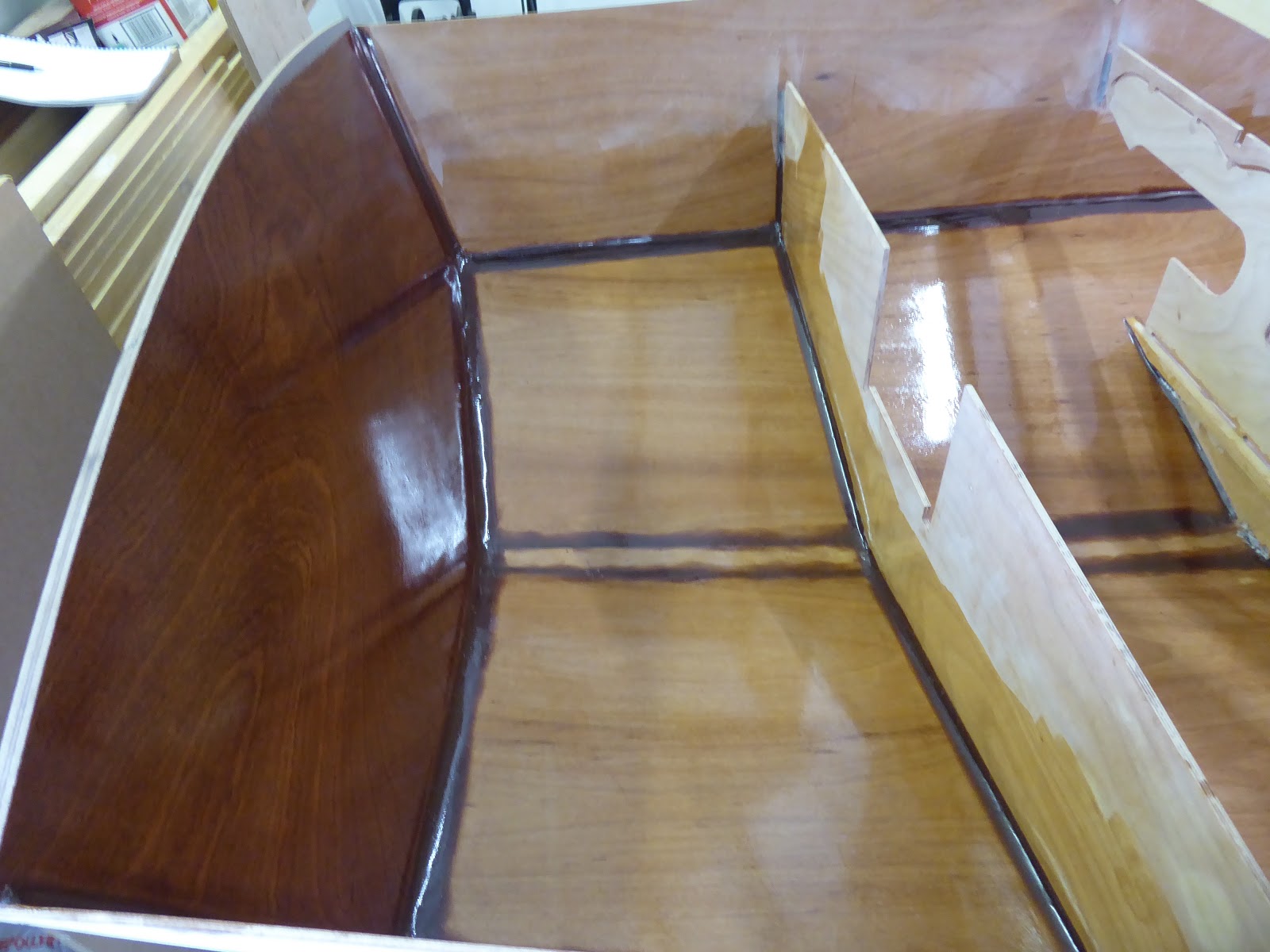 The Eynsham PocketShip Second Coat Of Epoxy On The Bottom Of The Hull