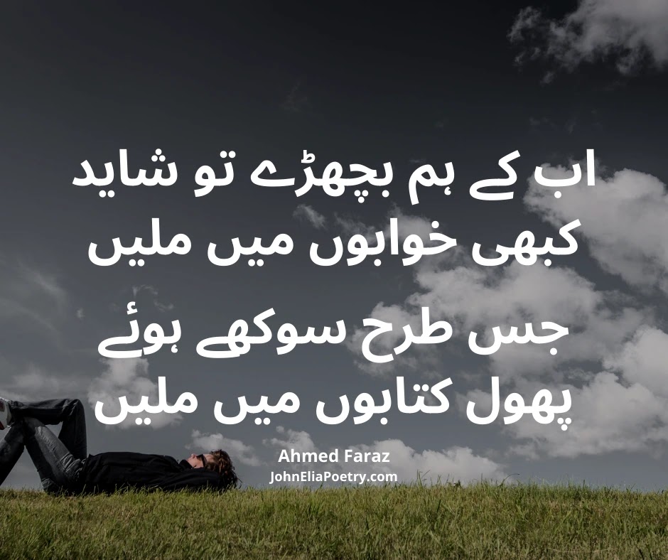 اب کے ہم بچھڑے تو شاید کبھی خوابوں میں ملیں اب کے ہم بچھڑے تو شاید کبھی خوابوں میں ملیں