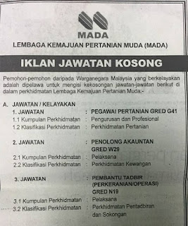 Lembaga Kemajuan Pertanian Muda Kerja Kosong