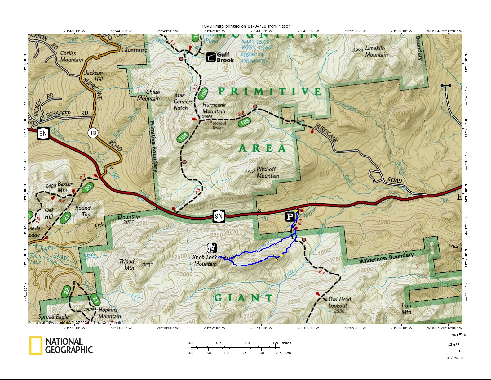 Off on Adventure Knob Lock Mountain Giant Mountain Wilderness 1/4/2020