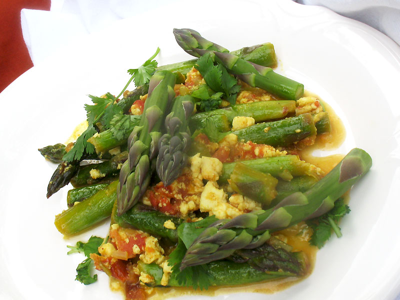 Asparagus With Shredded Paneer and Tomato Lisa's Kitchen Vegetarian