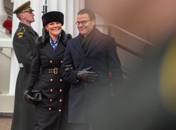 Crown Princess Victoria wore IDA-SJOSTEDT double breasted coat. Lithuania's President Dalia Grybauskaitė. Lithuania celebrates 100th anniversary