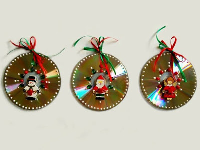 Plano Hacer las tareas domésticas audición 11 adornos navideños reciclando discos de cds que no sirven ~ lodijoella