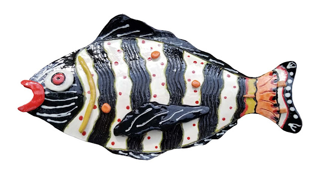 Art on wall stripe fish Fish wall art