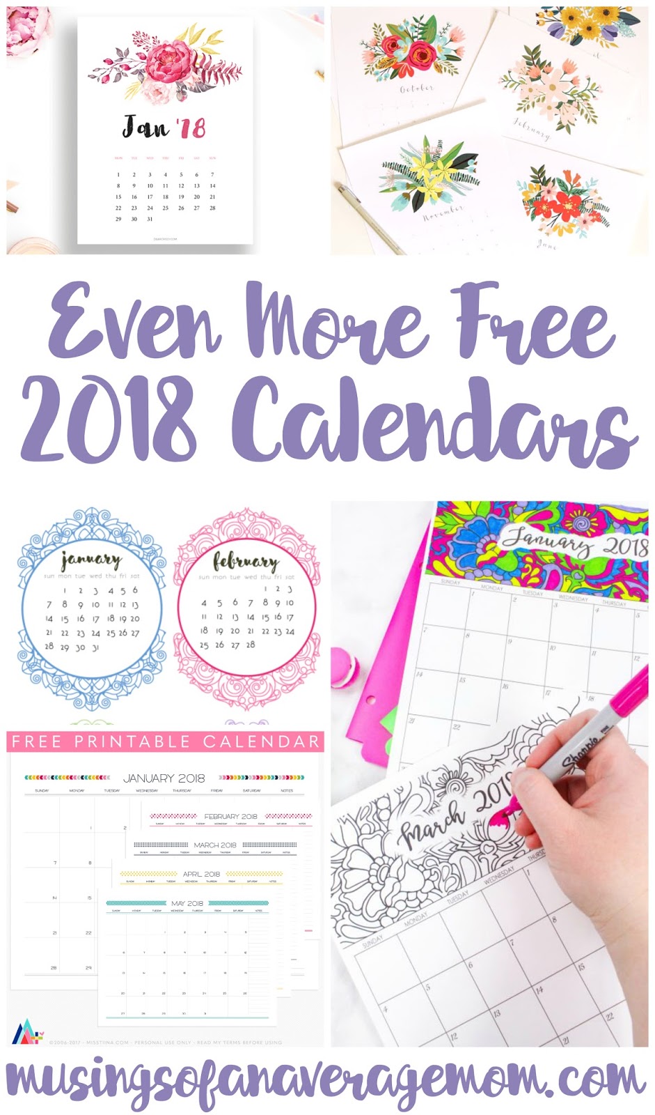 free 2018 calendars