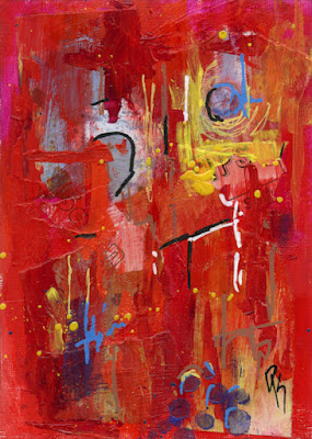 art collage abstract rust red
