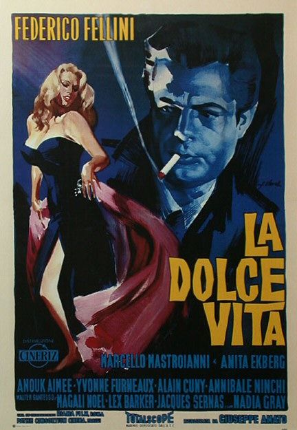 Fellini -1960 Poster Original Y La Douceur to Live Dolce Vita Thos 