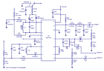 TV transmitter circuit (IC-MC374). ~ ALL