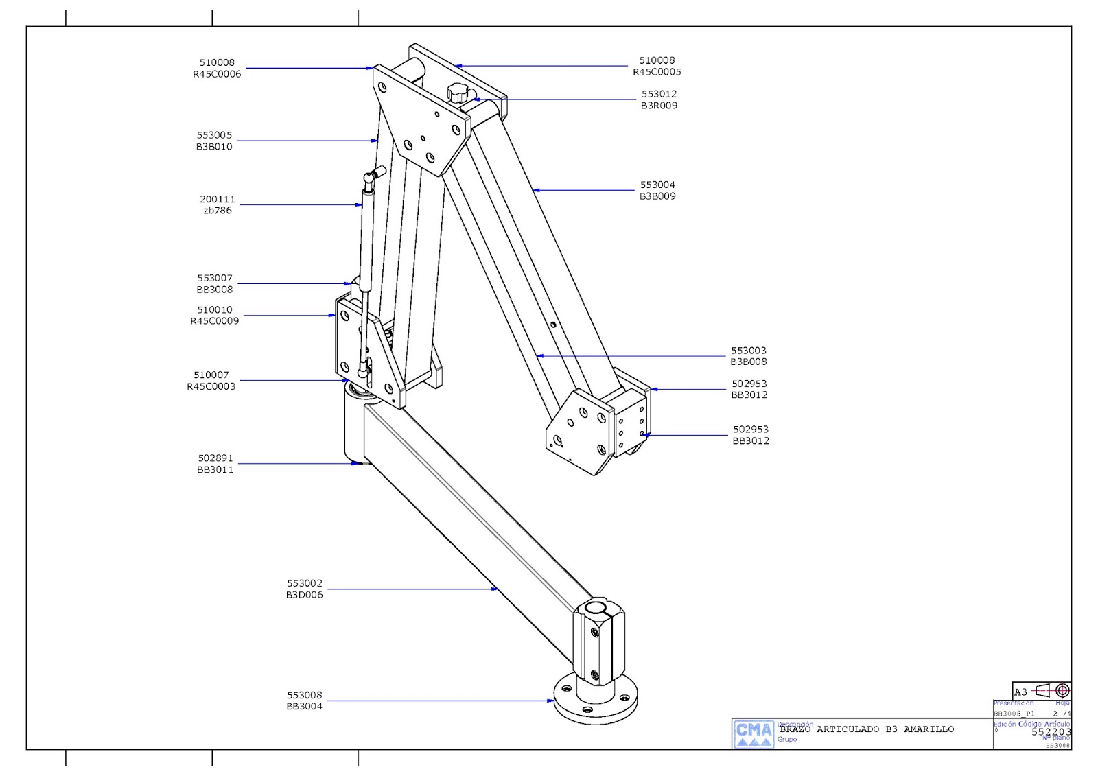 cmamachines Parts List. Arm B3. Tapping Machine RH45