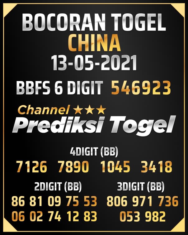 Channel Prediksi Togel China Kamis, 13 Mei 2021 prediksi