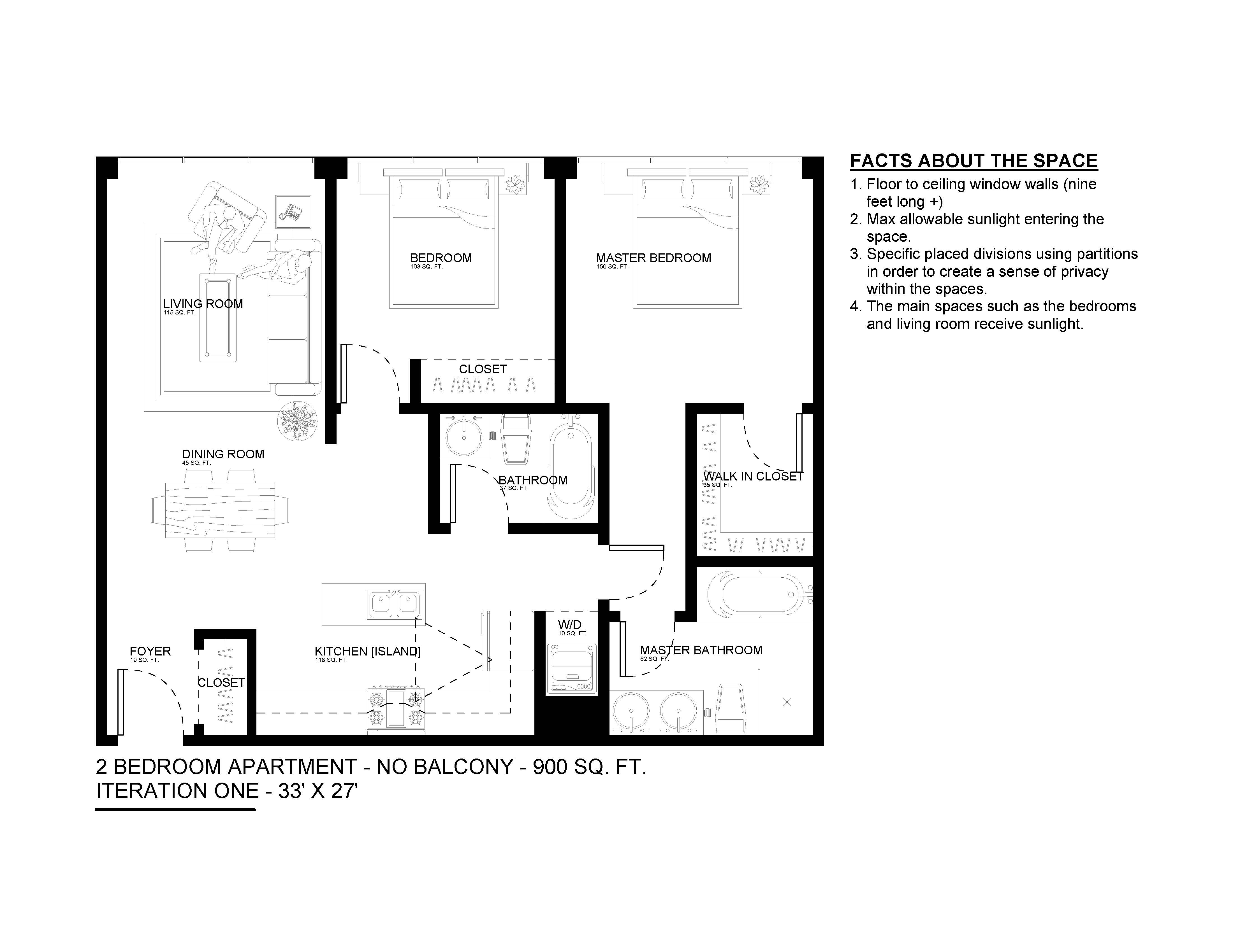 Two Bedroom Apartment No Balcony